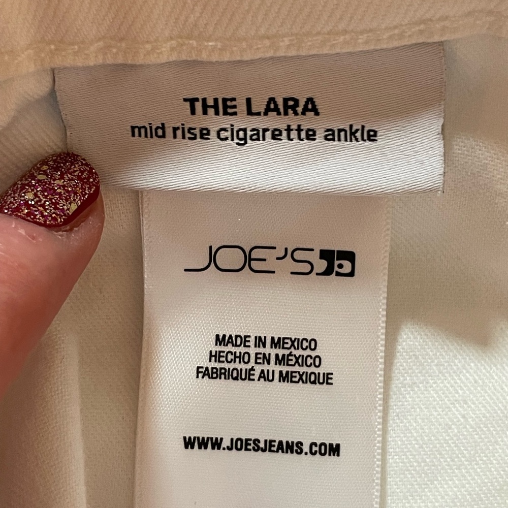 JOES THE LARA MID RISE CIGARETTE ANKLE Jean STRETCH WHITE size 4 raw hem cotton - Picture 11 of 16